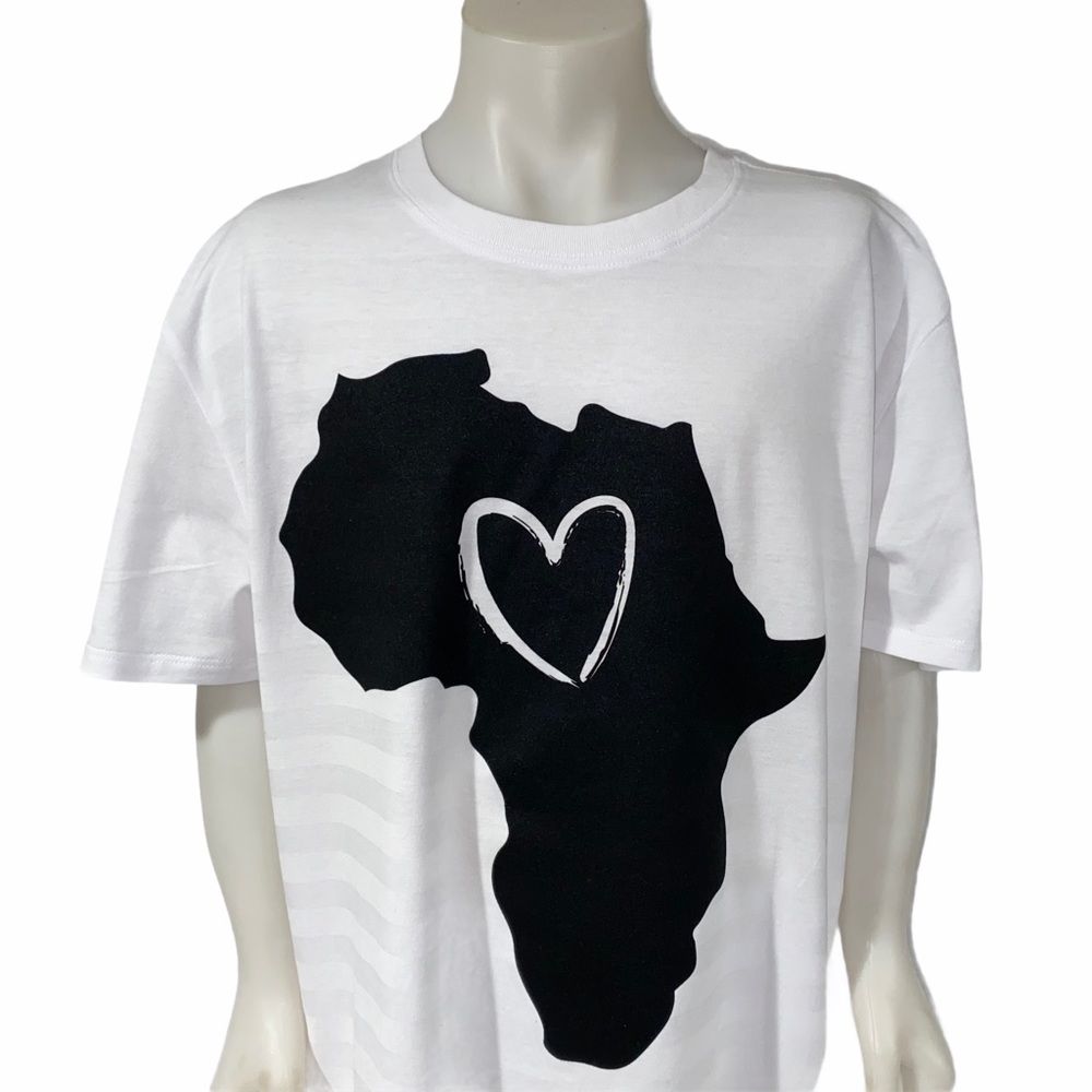 Leisure Lounge Africa Heart White Print T-Shirt